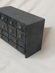 Antique Wood Black Apothecary Cabinet 12 Drawer Oddity Miniatures Lot RANDOM