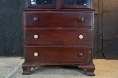 Mid Century Mahogany Stepback China Display Cabinet Hutch Bookcase 68″