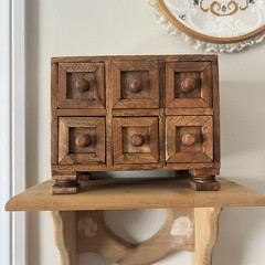 Antique Primitive Apothecary Cabinet Rustic 6 Drawer Folk Spice Cottagecore