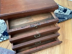 Antique Apothecary Wooden Cabinet Box with Multiple drawers Brass Hardware
