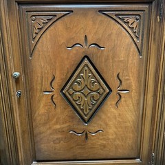 Antique 1900s Jacobean Hand Carved Solid Mahogany Wood Hutch Cabinet – 65”H 39”L