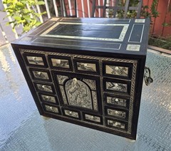 Miniature Ebony Cabinet Engraved Italian Style 10,5″x1 1,1″ x7,2″
