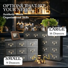 Apothecary Cabinet 9 Drawers Wooden Desktop Organizer for Home Office Jewelry