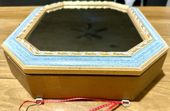Vintage Italian Gold Mirror Jewelry Box Octagon Wall Cabinet Hidden Key Holder