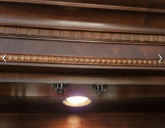 Mahogany Glass Curio Cabinet. Brass Handles, Interior Lighting.