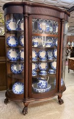 Exceptional American Antique Quartersawn Oak China Curio Cabinet Bookcase 1880