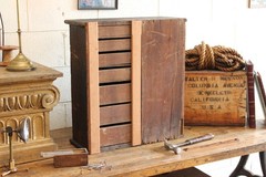 c.1900s Antique Primitive 25″ Desktop Tool Stationery File Cabinet Vtg 7 Drawers