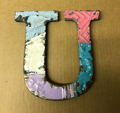 Decorative Salvaged Tin Ceiling 8″ Patchwork Mix Color Letter U Metal 165-26B