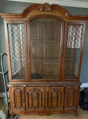 Drexel French Cabernet 2-piece lighted china hutch