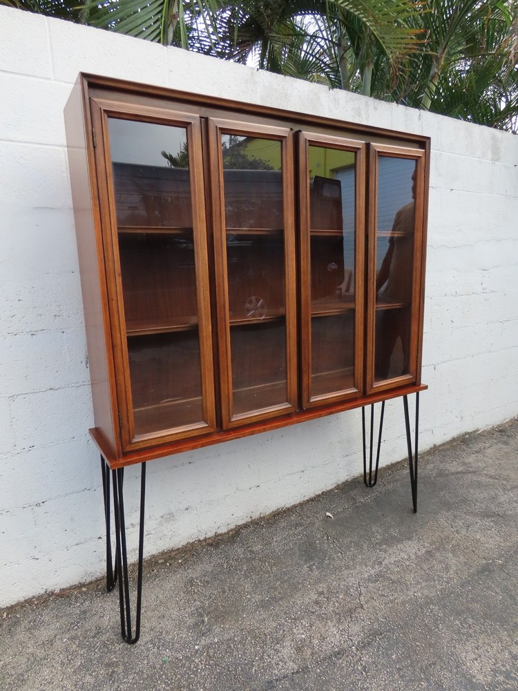 Mid Century Modern Display China Cabinet with Hairpin Legs 6240