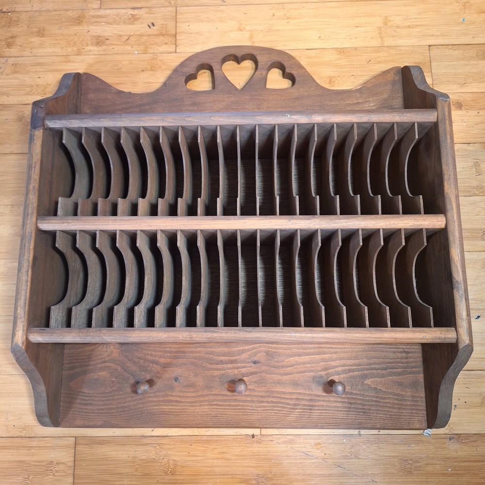 Antique Colonial Mail/CD Solid Wood Rack 40 Slots 3 Peg “RARE” 26H X 24W X 6.5D