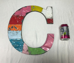 Decorative Salvaged Tin Ceiling 17″ Patchwork Mix Color Metal Letter C 1595-23B