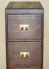 ANTIQUE ART DECO CIRCA 1920’S RESTORED ENGLISH OAK FILING CABINET NEW FITTINGS