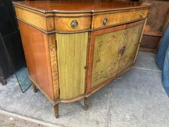 Italian Style Hand Painted with Cherubs Mahogany Cupboard Sideboard.
