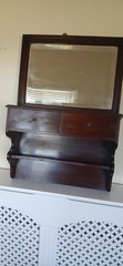 Antique Wall Mounted Victorian Mahogany Shaving Cabinet with Mirror