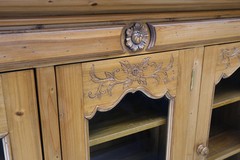 Country French Vintage Wine Rack Two-Piece Pine Step-Back Hutch