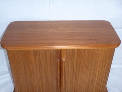 Vtg Mid Century Eppco Enterprises Teak Tambour Door Wall Mount Cabinet 18x12x8