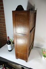 RAre antique French Asclepius god medicine wall cabinet pharmacy wood carved
