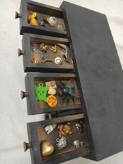 Antique Wood Black Apothecary Cabinet 12 Drawer Oddity Miniatures Lot RANDOM