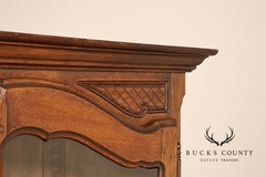 French Country Louis XV Style Vintage Oak China Display Cabinet