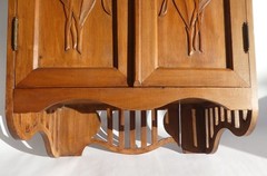 Antique Art Nouveau Carved Cabinet with Floral Details, Wooden Wall Chest