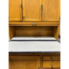 Antique Sellers Hoosier Cabinet c1920 Quarter Sawn Oak Tambour Enamel Counter