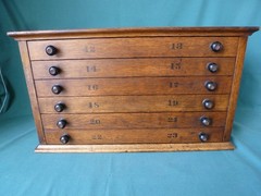 Antique Solid Oak Jessen & Rosburg Chicago Six Drawer Watch Makers Cabinet