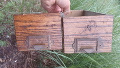 Lot Set 2- Vintage WC Heller 12″ Oak Card Slide Hardware Drawer Box Wood Slides