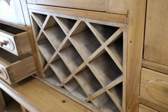 Country French Vintage Wine Rack Two-Piece Pine Step-Back Hutch