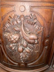 Heavily Carved Walnut Antique Sideboard, Buffet, Cabinet with Curved Sides