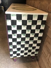 Vintage Mackenzie Childs Inspired Side Wooden Table With Shelves