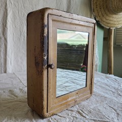 Antique 1920’s Metal Shaving Cabinet With Mirror