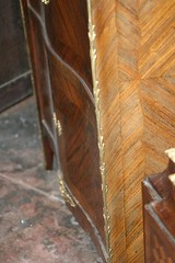 ANTIQUE FRENCH LXV STYLE BRONZE DECORATIONS, MARBLE TOP 19 C. SECRETARY ABADANT