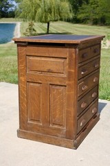 Antique Apothecary Cabinet Slot Machine Stand Wood Drawer Tiger Oak counter VTG