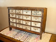 Primitive Country General Store Multi-Drawer Cabinet 1900s