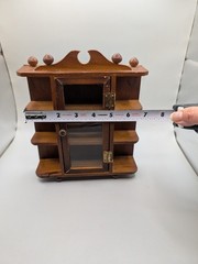 Small Vintage Wooden Curio Wall Mount Knik Knak Cabinet With Door