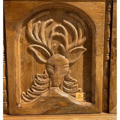 Home Decorative Unique Hand Curved Wood Inlay Buffet Table , Animal Hand Curved