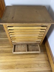 Antique Thompson Printer’s Cabinet, 10 Drawers. 8 Original, 1 Hamilton Drawer