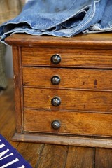 Antique Watchmakers Apothecary Cabinet wood drawer Tool Box Pocket Watch vintage
