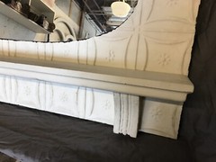 VTG Architectural 24×47 Corbel Shelf Tin Ceiling Shabby Oval Mirror Old 552-24B
