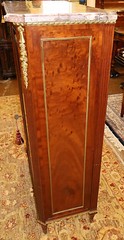 19th Century Marble Top Bronze & Plum Pudding Mahogany Cabinet By L. Cueunieres