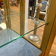ATQ Gold Painted Wood Lighted Curio Cabinet + 3 Glass Shelves & Mirror 56″H 28″L