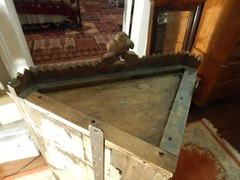 1800s Early Store Display Corner Cabinet With Glass Door Sits or Hangs 43″h