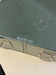 Vintage Shaw Walker Metal 2 Drawer Index Card File Cabinet 17.5” x 15.5” x 7”