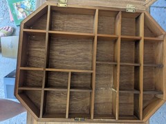 Vintage Wood and Glass Curio Wall Octagonal Display Cabinet