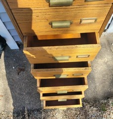 Antique 7 Drawer Wood Apothecary Cabinet Printers Typeset map file 16 x 18 x 44