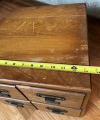 Antique Wooden 4 Drawers Library Index Card Catalog 2 Sections Stacked Tabletop