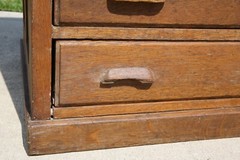 Antique Apothecary Cabinet Slot Machine Stand Wood Drawer Tiger Oak counter VTG