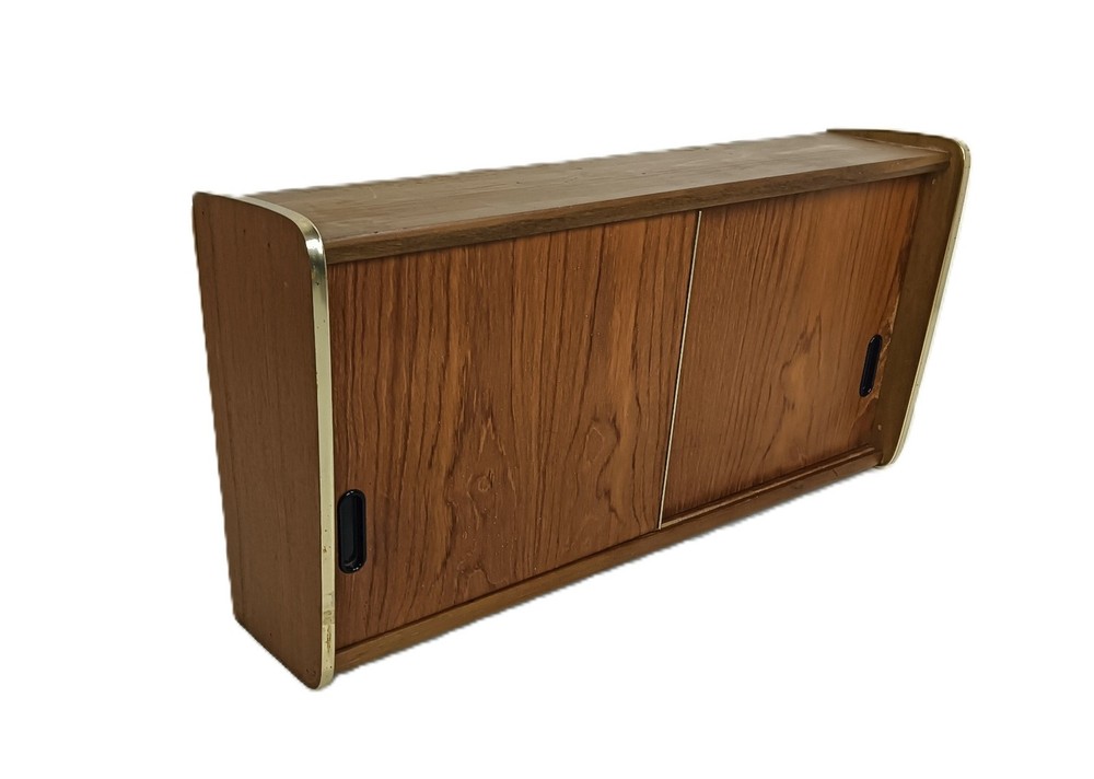 vintage Mid century Scandinavian style teak wood messing medicine apothecary cab