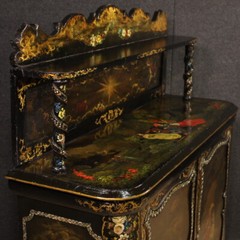Lacquered painted sideboard cabinet English furniture papier mache 19th century
